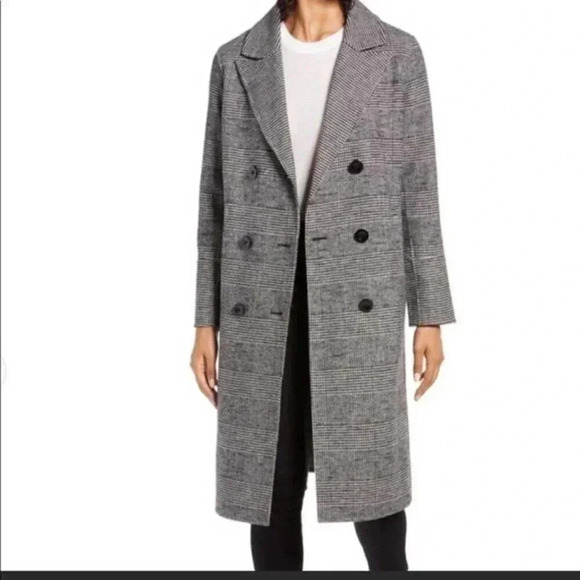 KENNETH COLE NEW YORK Houndstooth Wool Blend Coat Size S - Picture 3 of 9